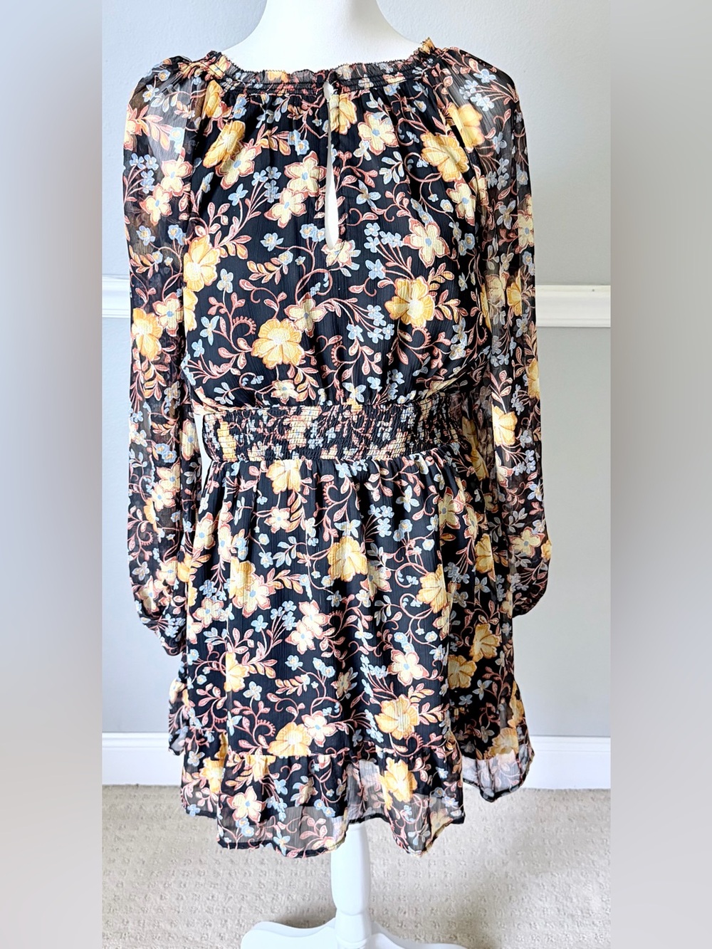 Old Navy Waist-Defined Printed Smocked Mini Dress